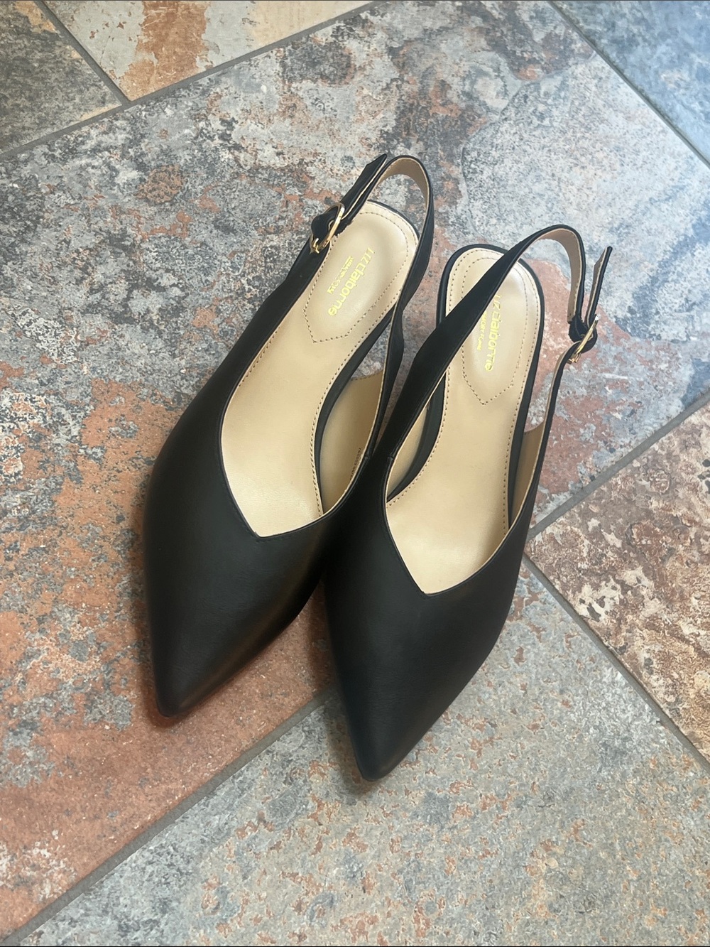 Black Pointed Slingback kitten heels